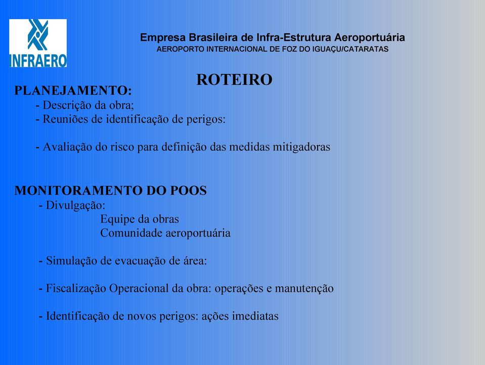 MONITORAMENTO DO POOS - Divulgação: Equipe da obras Comunidade aeroportuária - Simulação de evacuação