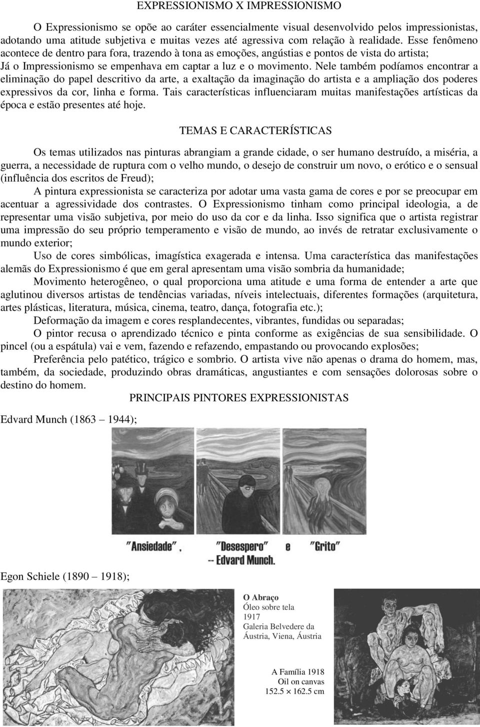 Nele também podíamos encontrar a eliminação do papel descritivo da arte, a exaltação da imaginação do artista e a ampliação dos poderes expressivos da cor, linha e forma.