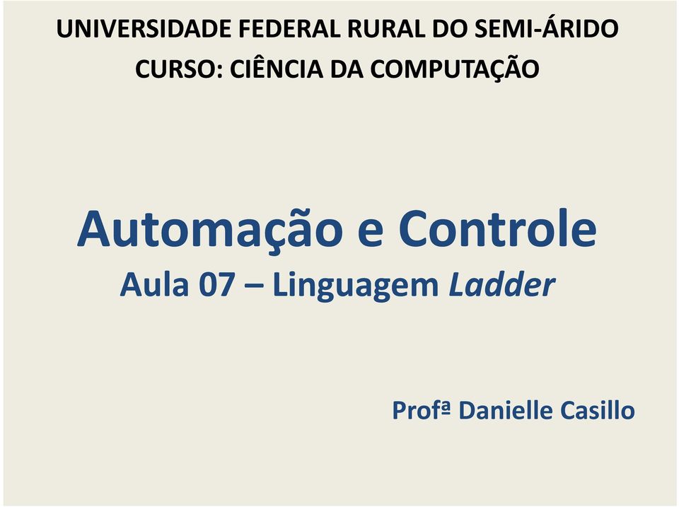 COMPUTAÇÃO Automação e Controle