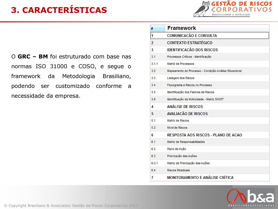 o framework da Metodologia Brasiliano, podendo