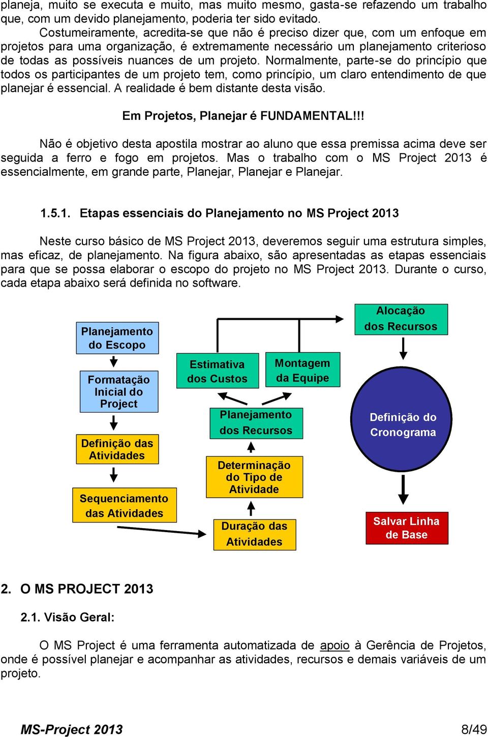 projeto. Normalmente, parte-se do princípio que todos os participantes de um projeto tem, como princípio, um claro entendimento de que planejar é essencial. A realidade é bem distante desta visão.