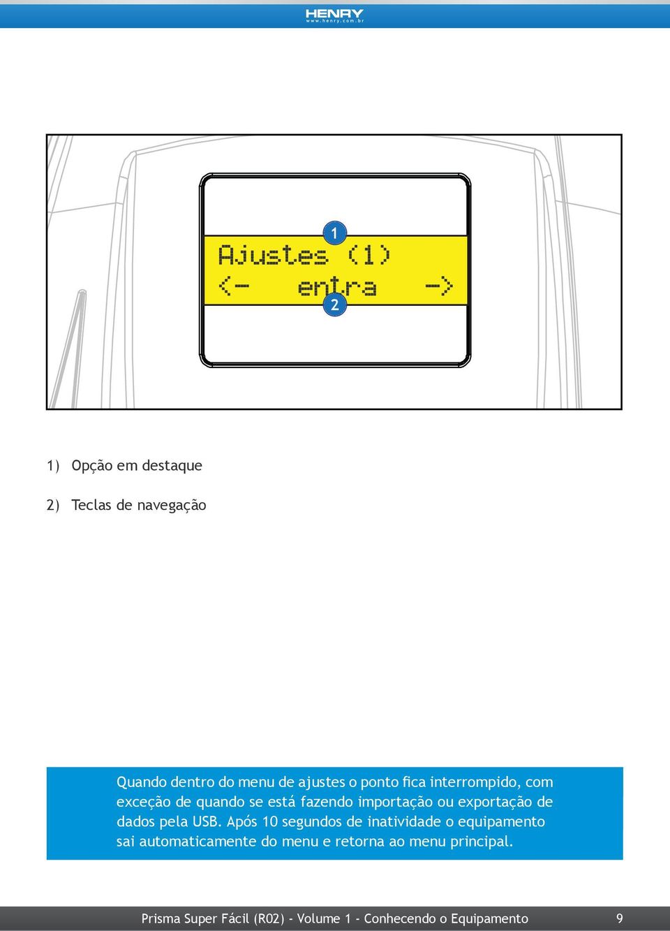 importação ou exportação de dados pela USB.