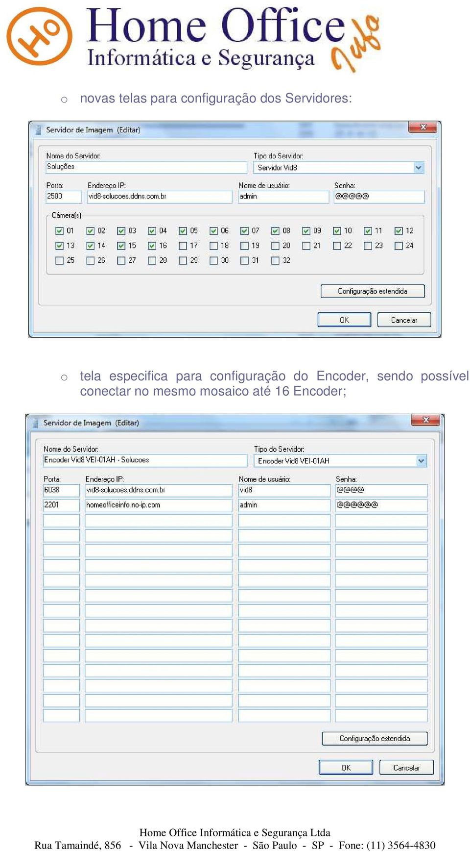 configuração do Encoder, sendo