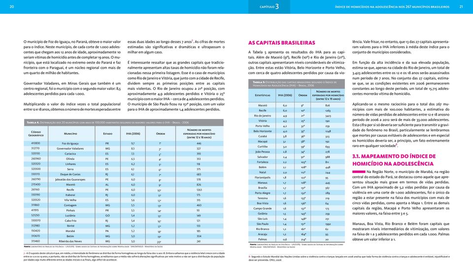 Neste município, de cada corte de. adolescentes que chegam aos de idade, aproximadamente seriam vítimas de homicídio antes de completar 9.