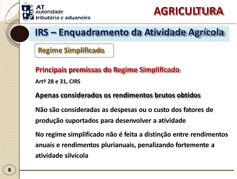 custo dos fatores de produção suportados para desenvolver a atividade No regime simplificado não é feita a