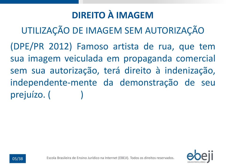 direito à indenização, independente-mente da demonstração de seu prejuízo.