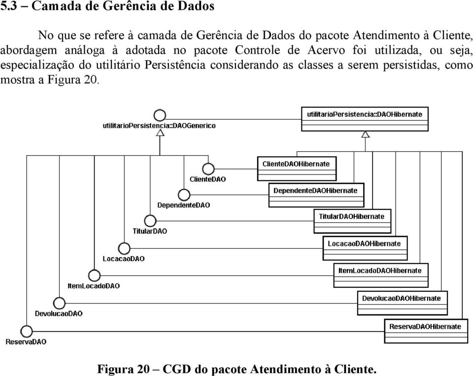 foi utilizada, ou seja, especialização do utilitário Persistência considerando as