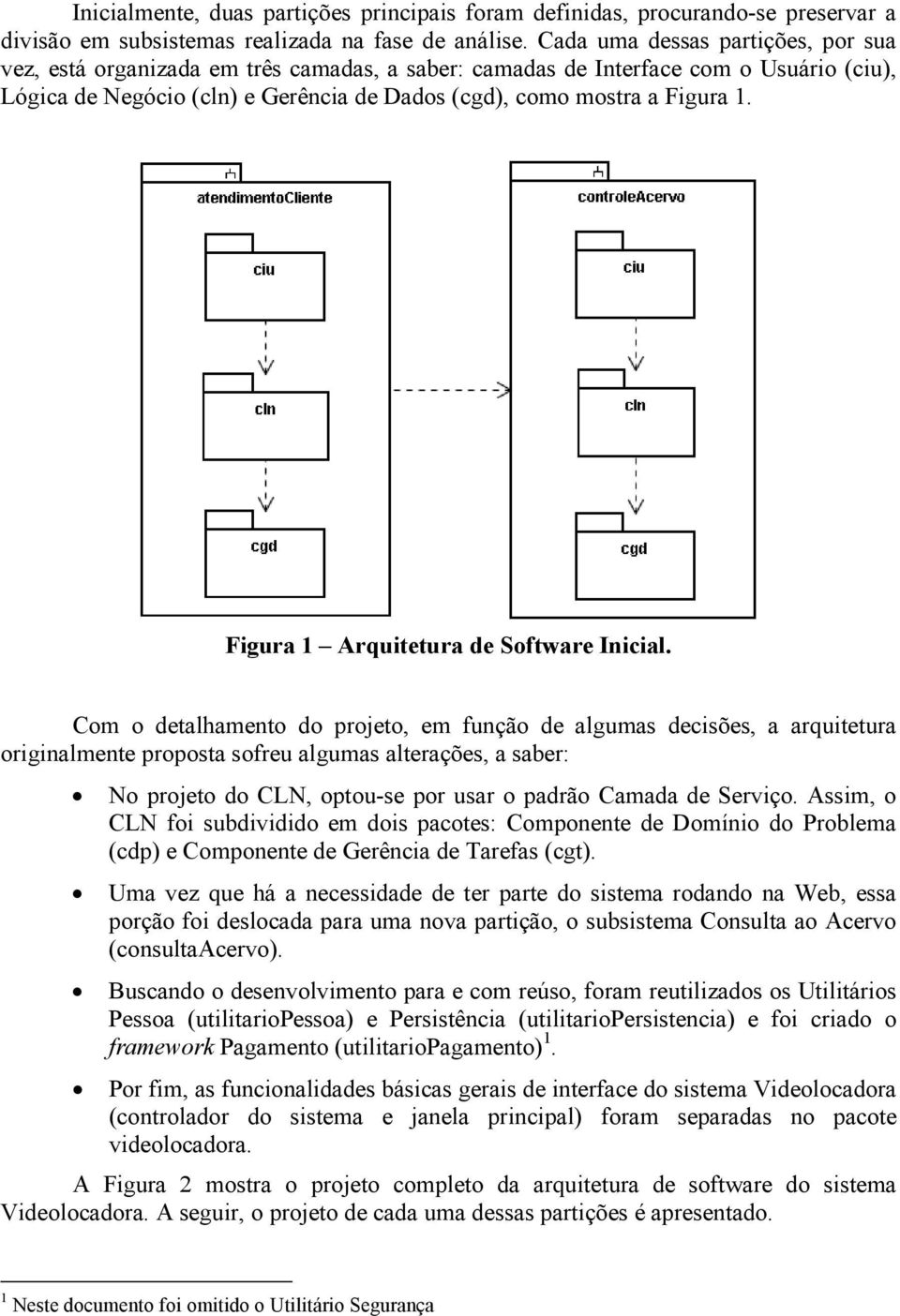 Figura 1 Arquitetura de Software Inicial.