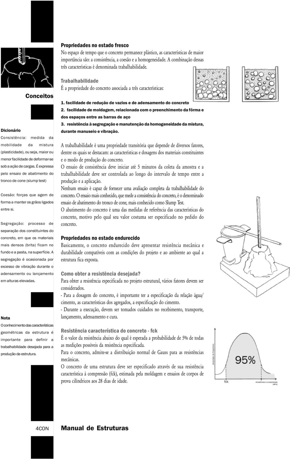 Conceitos Dicionário Consistência: medida da mobilidade da mistura (plasticidade), ou seja, maior ou menor facilidade de deformar-se sob a ação de cargas.