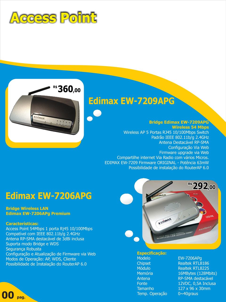 EDIMAX EW-7209 Firmware ORIGINAL - Potência 63mW Possibilidade de instalação do RouterAP 6.