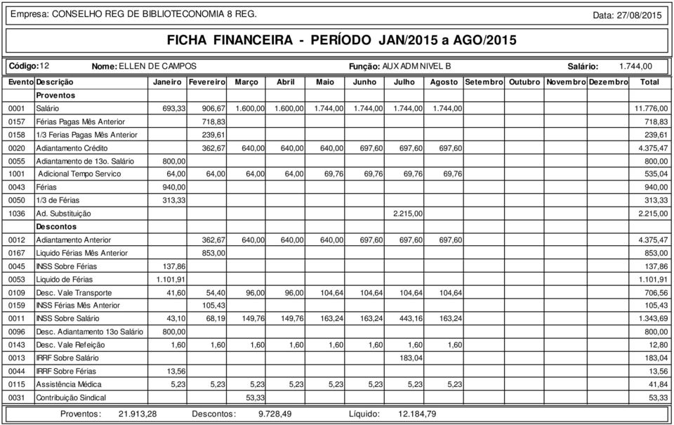 375,47 0055 Adiantamento de 13o.