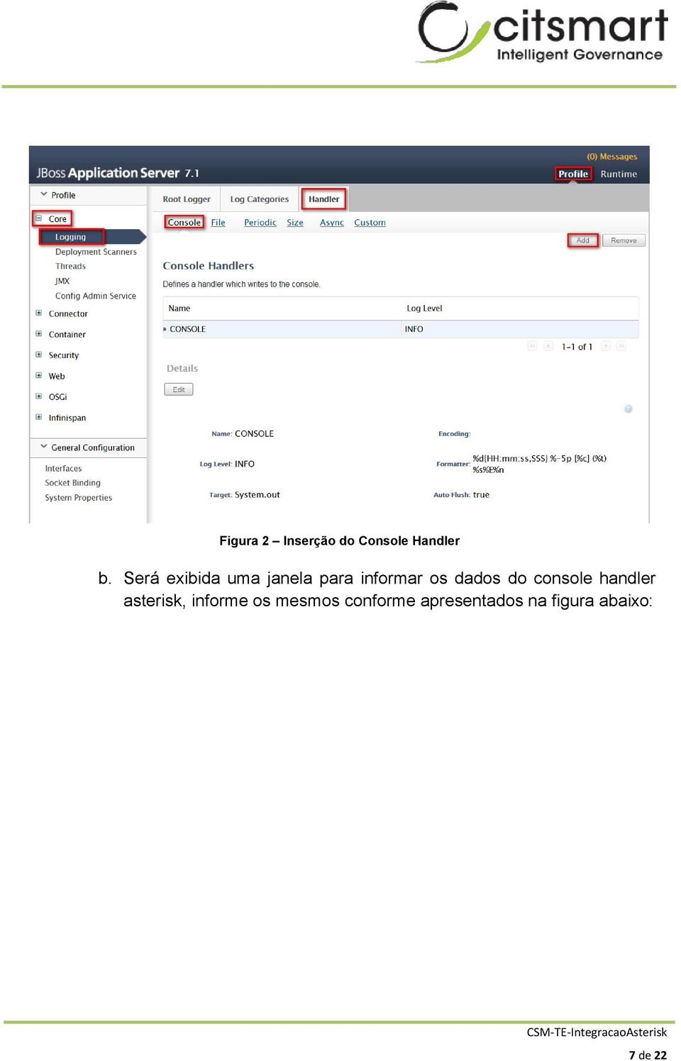 dados do console handler asterisk, informe os