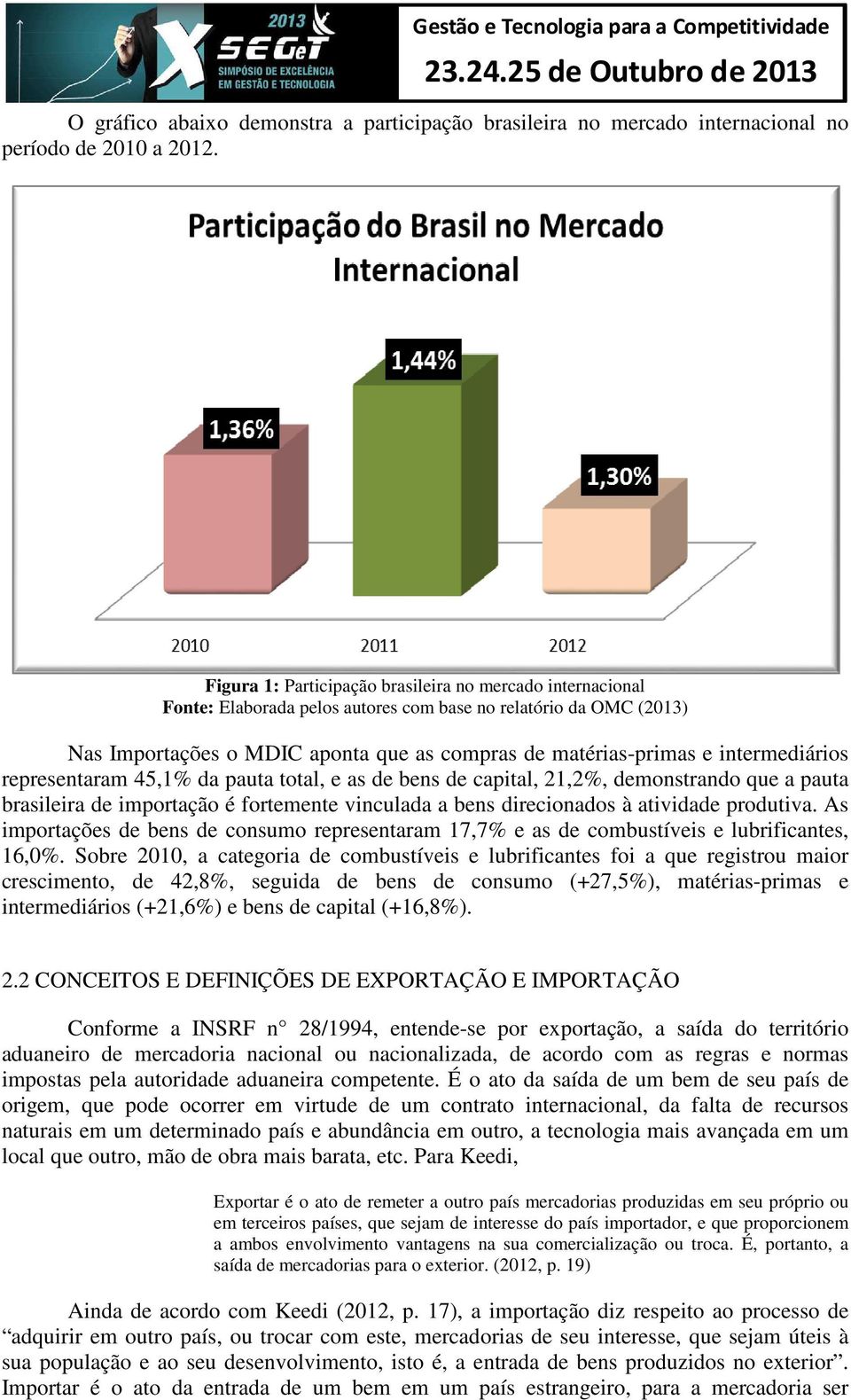 intermediários representaram 45,1% da pauta total, e as de bens de capital, 21,2%, demonstrando que a pauta brasileira de importação é fortemente vinculada a bens direcionados à atividade produtiva.