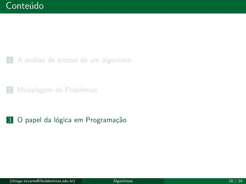 papel da lógica em Programação (thiago.