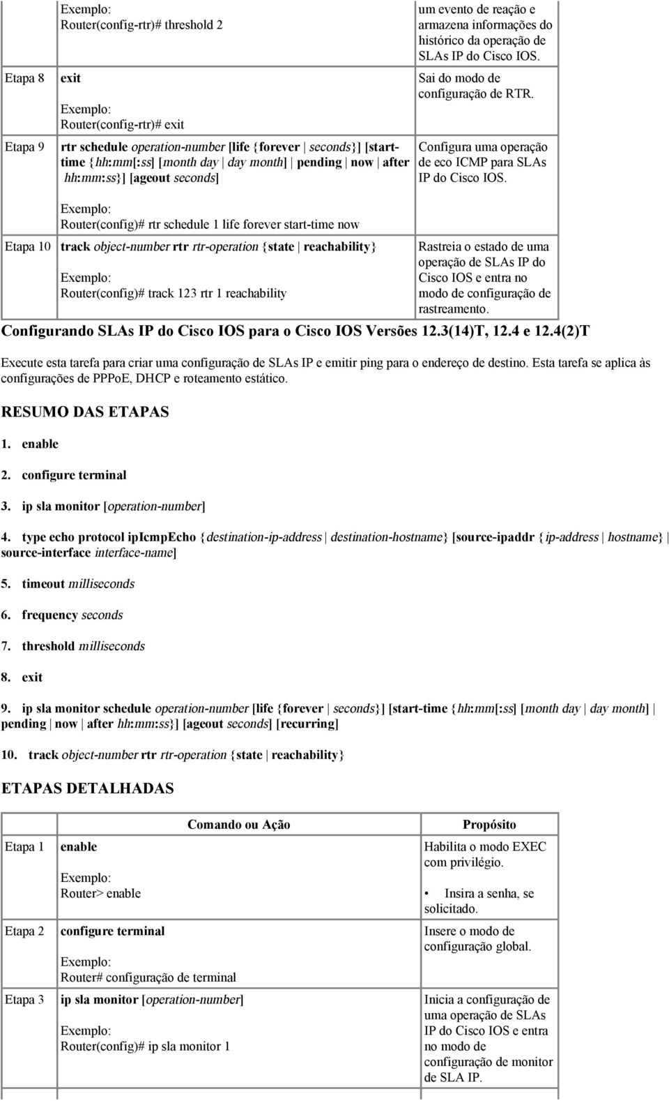 Configura uma operação de eco ICMP para SLAs IP do Cisco IOS.