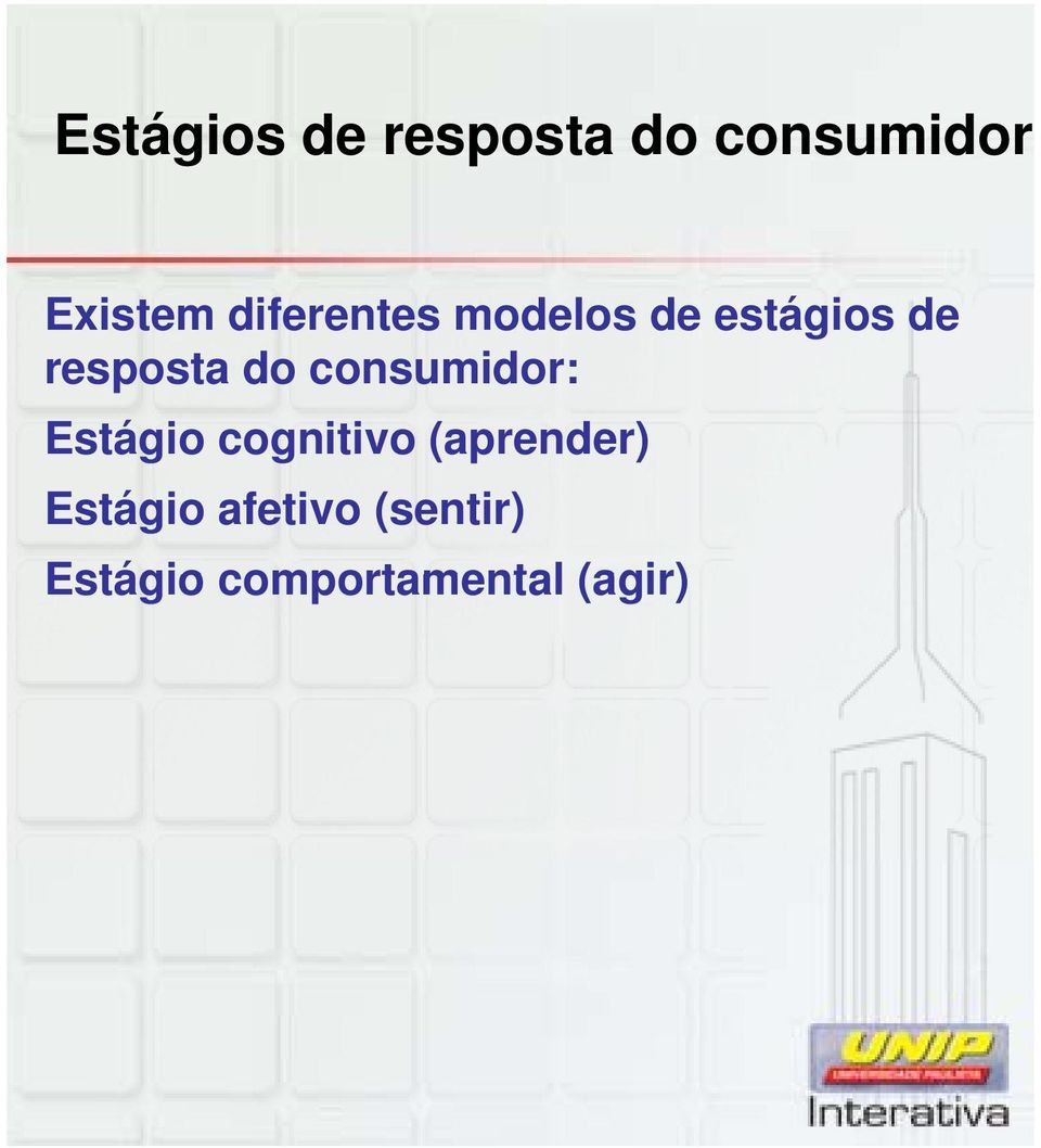 consumidor: Estágio cognitivo (aprender)