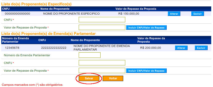 Neste momento, após clicar no botão Alterar Programa, os campos da aba Dados deverão, se