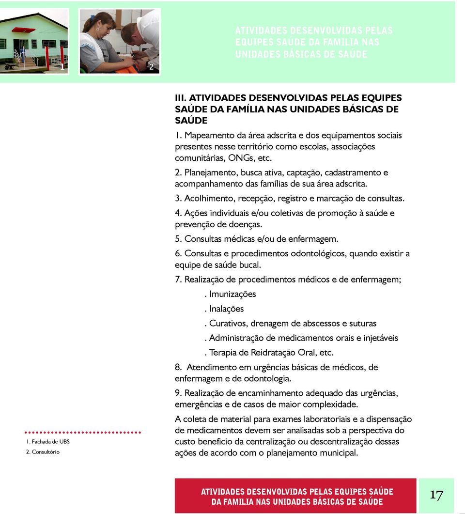 Mapeamento da área adscrita e dos equipamentos sociais presentes nesse território como escolas, associações comunitárias, ONGs, etc. 2.