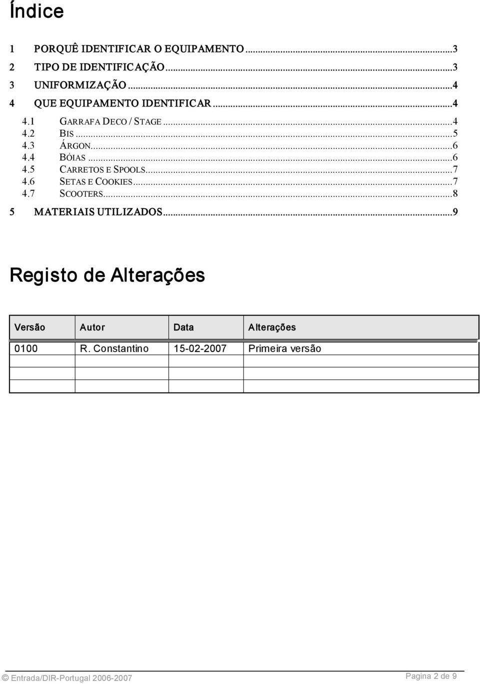 4 BÓIAS...6 4.5 CARRETOS E SPOOLS...7 4.6 SETAS E COOKIES...7 4.7 SCOOTERS...8 5 MATERIAIS UTILIZADOS.