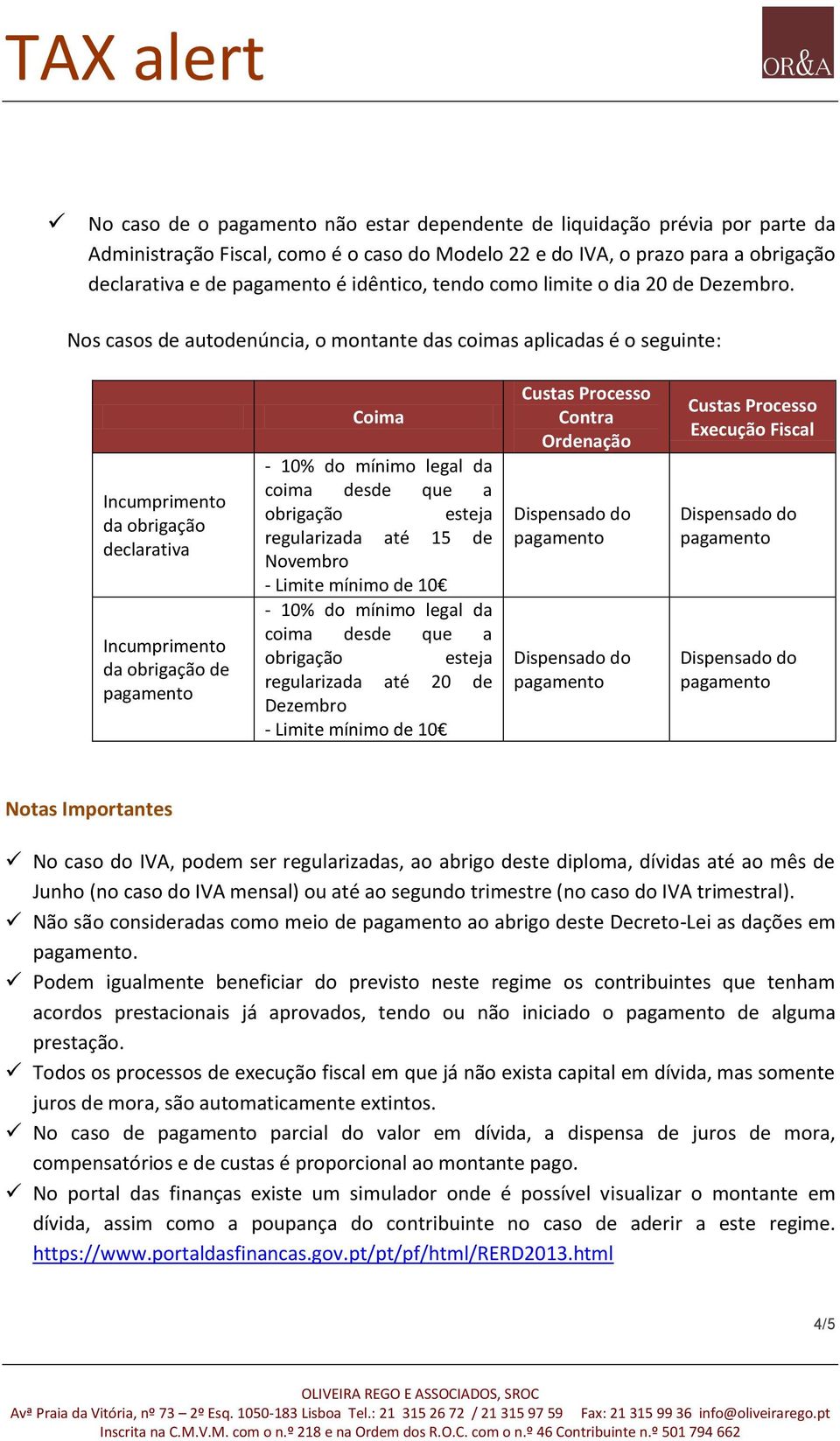 Nos casos de autodenúncia, o montante das coimas aplicadas é o seguinte: Incumprimento da obrigação declarativa Incumprimento da obrigação de Coima - 10% do mínimo legal da coima desde que a