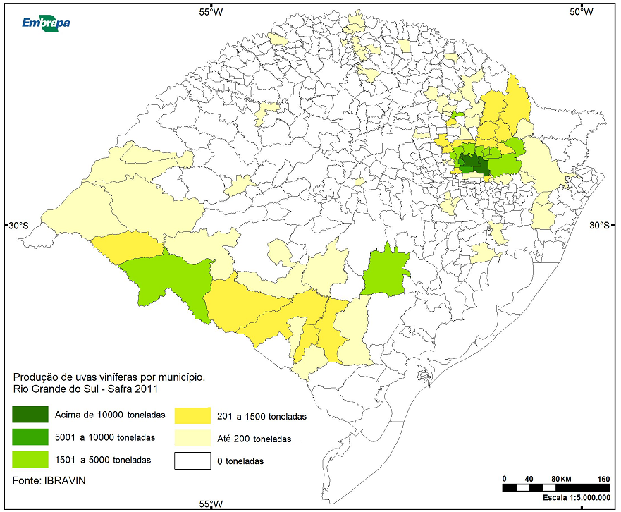2 Condições meteorológicas e sua influência na vindima de 2011 no Rio Grande do Sul de produção de uvas para vinhos finos no Rio Grande do Sul: a Serra Gaúcha, a Serra do Sudeste e a Campanha Gaúcha.
