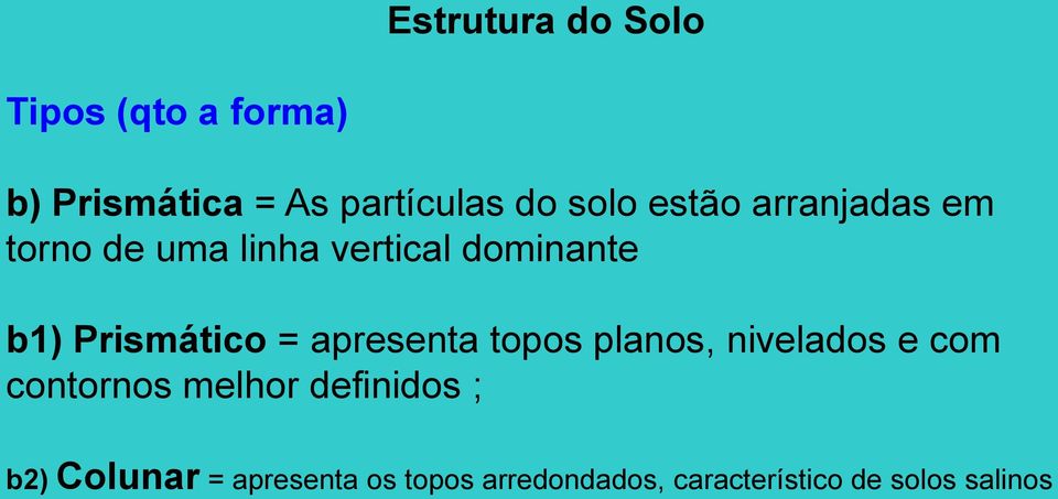 Prismático = apresenta topos planos, nivelados e com contornos melhor