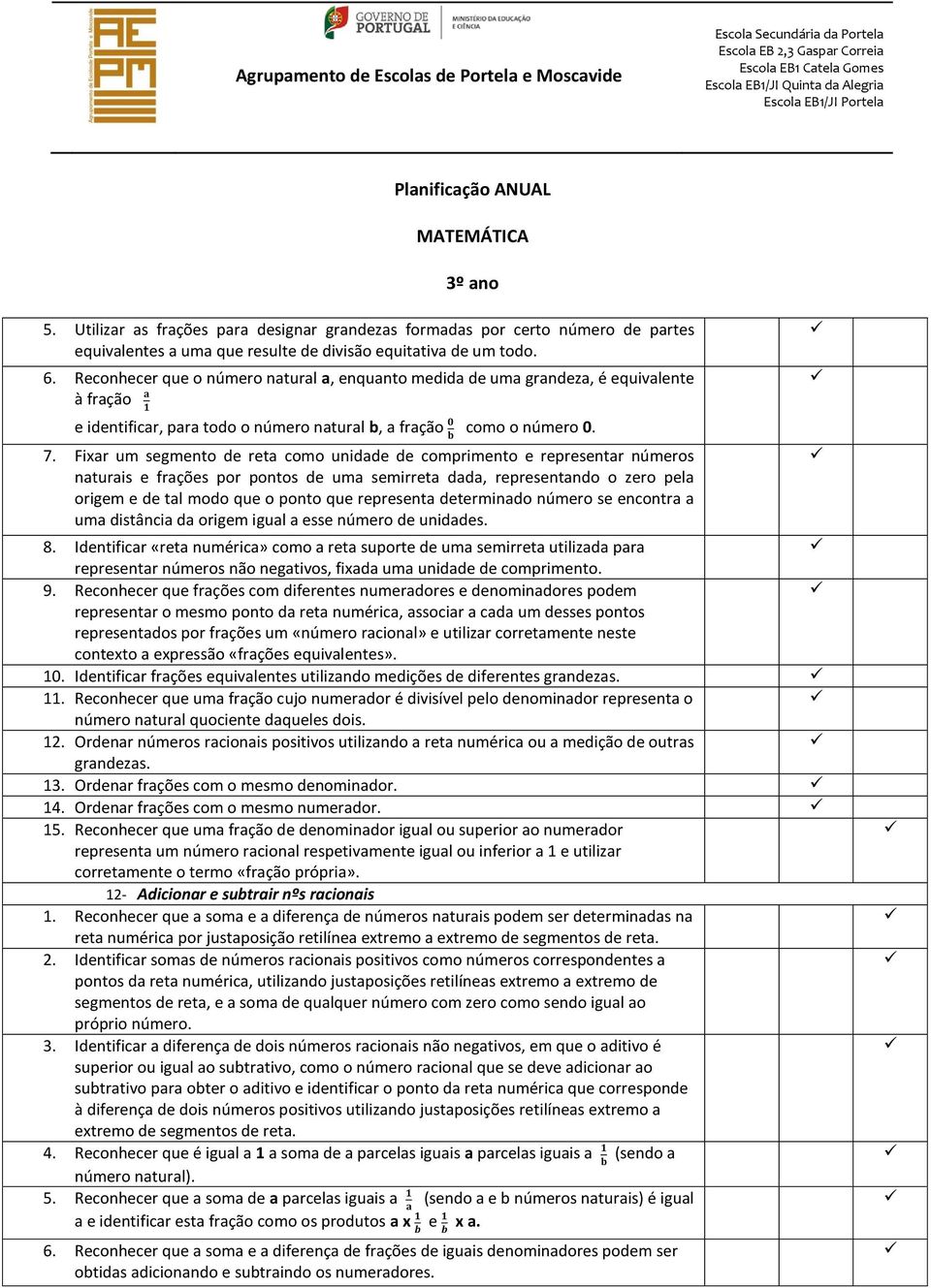 Fixar um segmento de reta como unidade de comprimento e representar números naturais e frações por pontos de uma semirreta dada, representando o zero pela origem e de tal modo que o ponto que