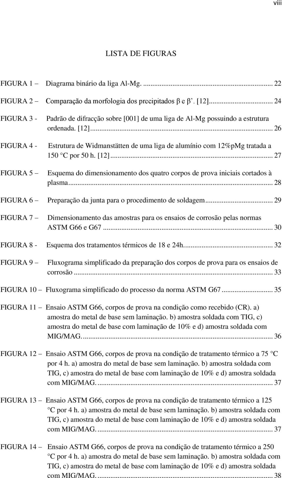 .. 26 Estrutura de Widmanstätten de uma liga de alumínio com 12%pMg tratada a 150 C por 50 h. [12]... 27 Esquema do dimensionamento dos quatro corpos de prova iniciais cortados à plasma.