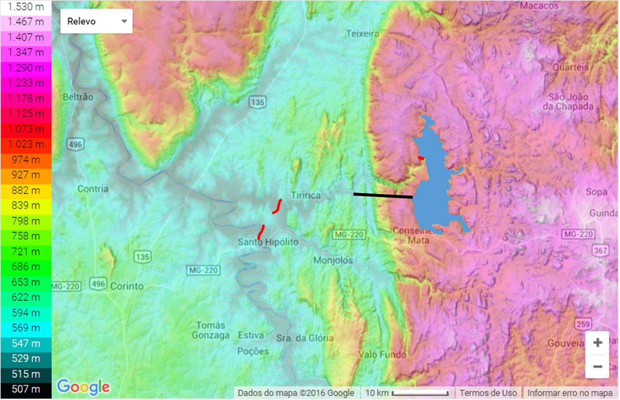 (Gwmed/ km 2 ) Barragem (m) Tubo (km) Cota (m) Mínima/ Máxima Cota Inferior (m)