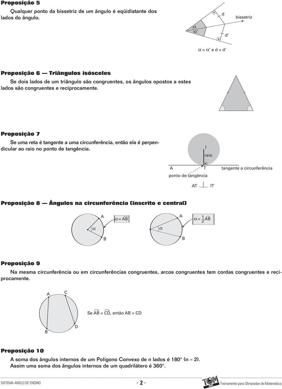 Proposição 7 Se uma reta é tangente a uma circunferência, então ela é perpendicular ao raio no ponto de tangência.