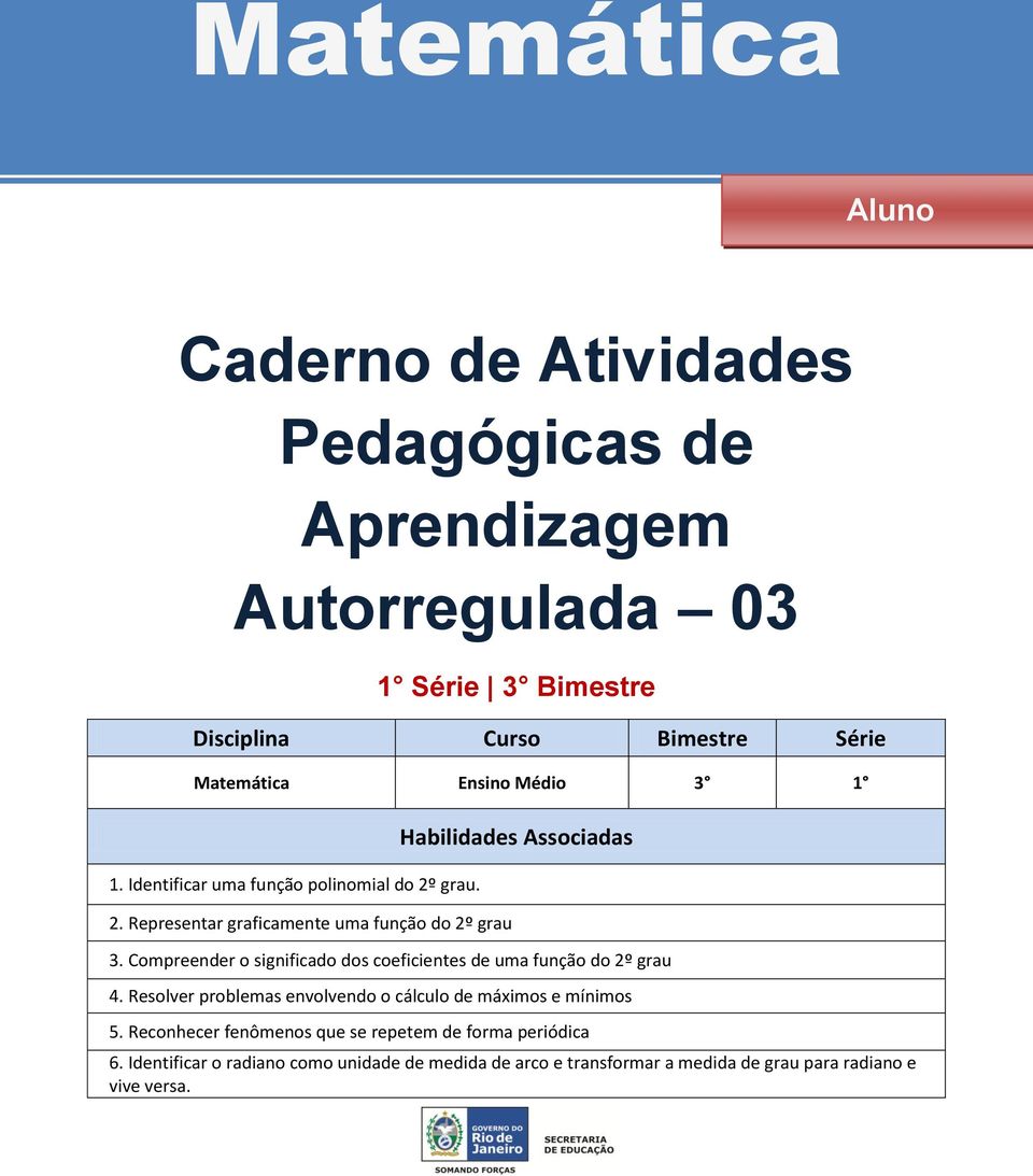 Compreender o significado dos coeficientes de uma função do 2º grau 4. Resolver problemas envolvendo o cálculo de máximos e mínimos 5.