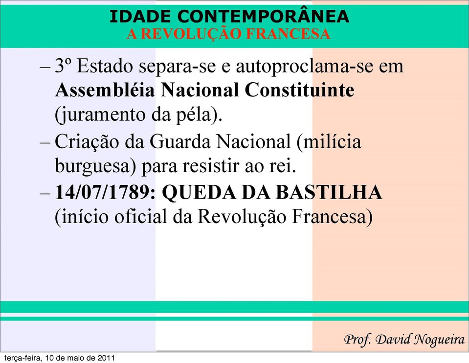 Criação da Guarda Nacional (milícia burguesa) para