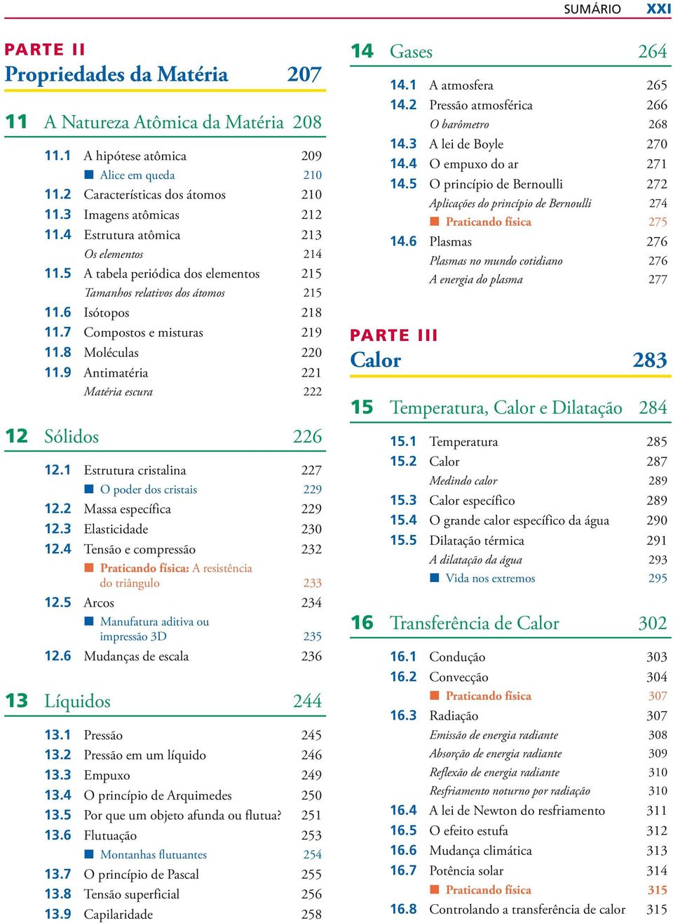 9 Antimatéria 221 Matéria escura 222 12 Sólidos 226 12.1 Estrutura cristalina 227 O poder dos cristais 229 12.2 Massa específica 229 12.3 Elasticidade 230 12.