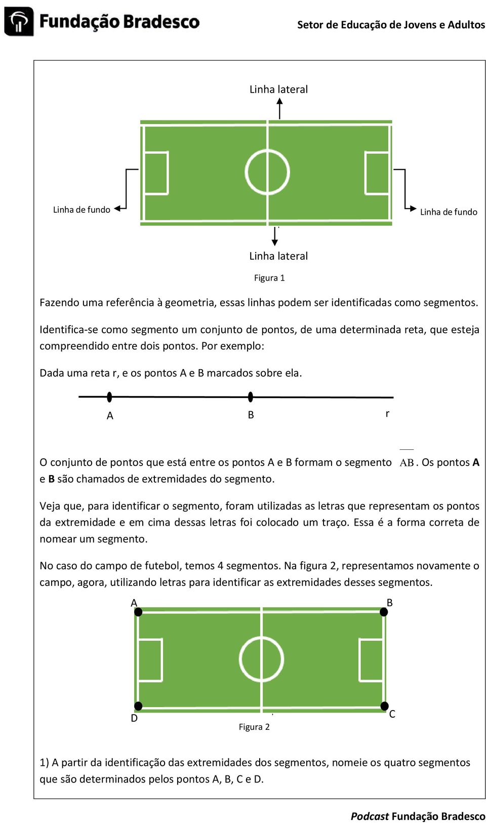 A B r O conjunto de pontos que está entre os pontos A e B formam o segmento AB. Os pontos A e B são chamados de extremidades do segmento.