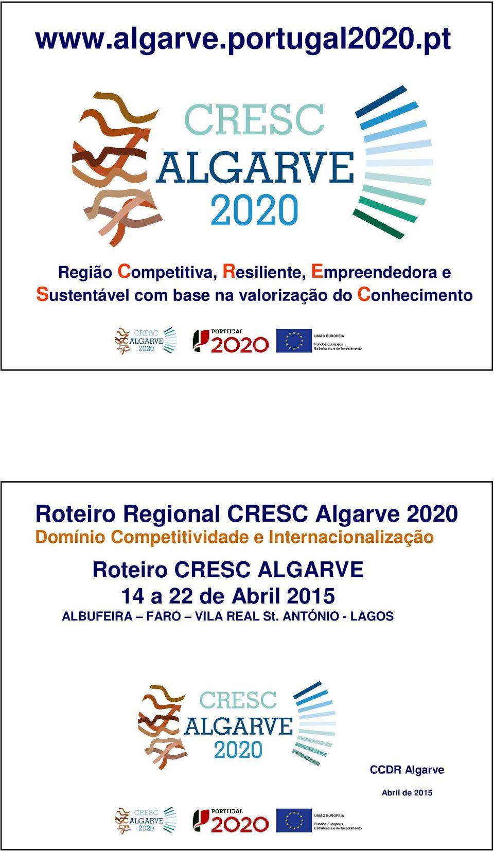 valorização do Conhecimento Roteiro Regional CRESC Algarve 2020 Domínio