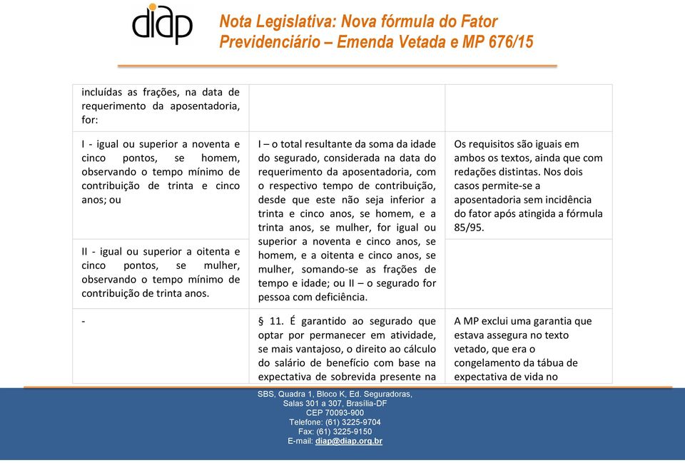 I o total resultante da soma da idade do segurado, considerada na data do requerimento da aposentadoria, com o respectivo tempo de contribuição, desde que este não seja inferior a trinta e cinco