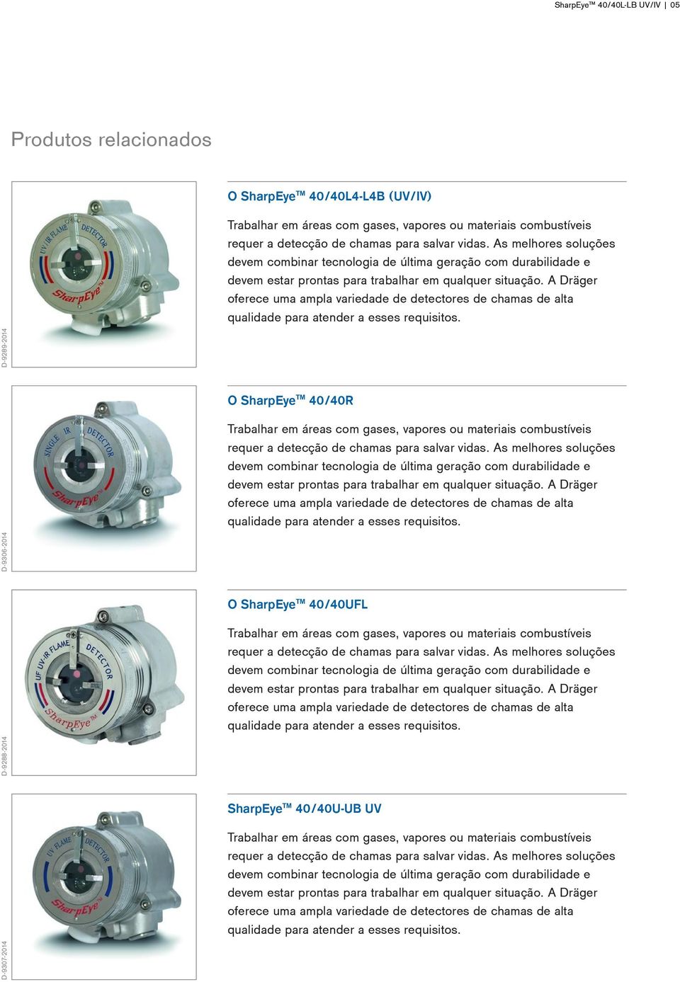 A Dräger oferece uma ampla variedade de detectores de chamas de alta qualidade para atender a esses requisitos.