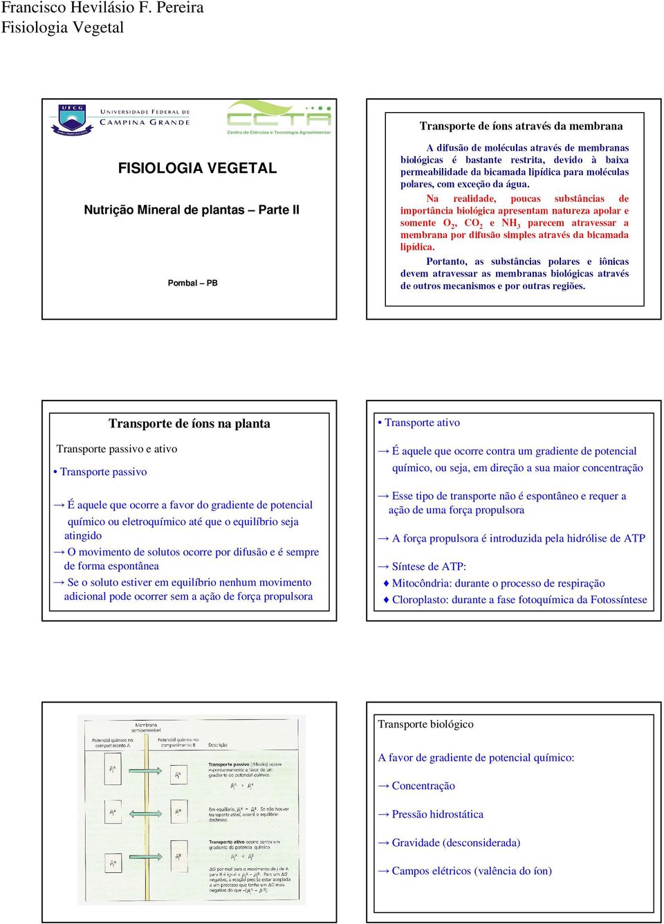 ocorrer sem a ação de força propulsora Transporte ativo É aquele que ocorre contra um gradiente de potencial químico, ou seja, em direção a sua maior concentração Esse tipo de transporte não é