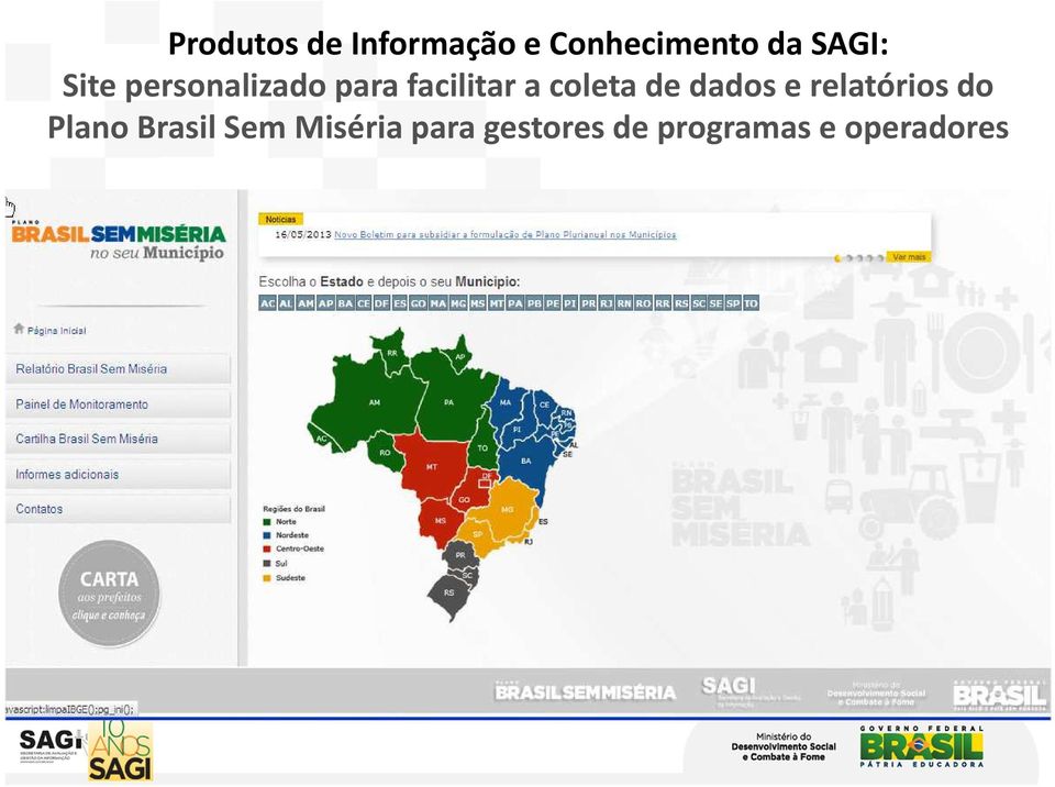 coleta de dados e relatórios do Plano Brasil