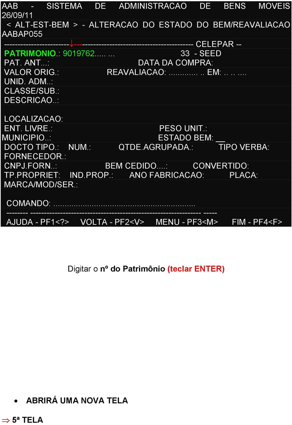 .: CLASSE/SUB.: DESCRICAO..: LOCALIZACAO: ENT. LIVRE.: PESO UNIT.: MUNICIPIO..: ESTADO BEM: DOCTO TIPO.: NUM.: QTDE.AGRUPADA.: TIPO VERBA: FORNECEDOR.: CNPJ.FORN..: BEM CEDIDO.