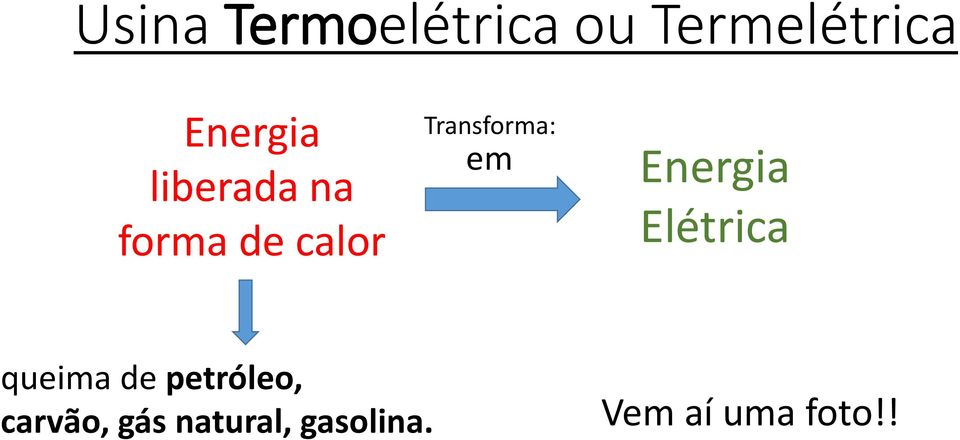 Transforma: em Energia Elétrica queima de