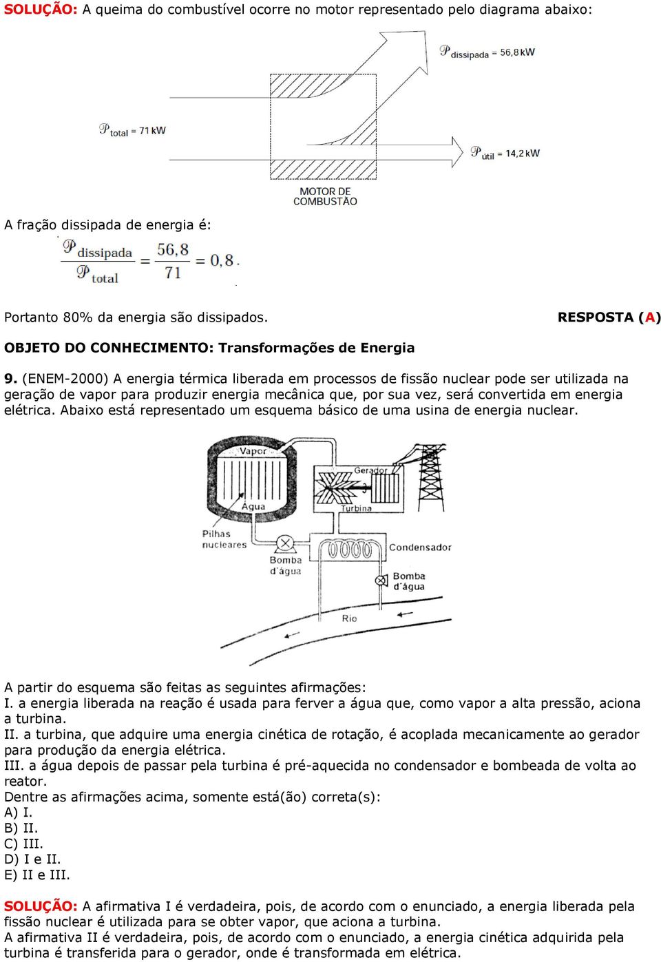 (ENEM-2000) A energia térmica liberada em processos de fissão nuclear pode ser utilizada na geração de vapor para produzir energia mecânica que, por sua vez, será convertida em energia elétrica.