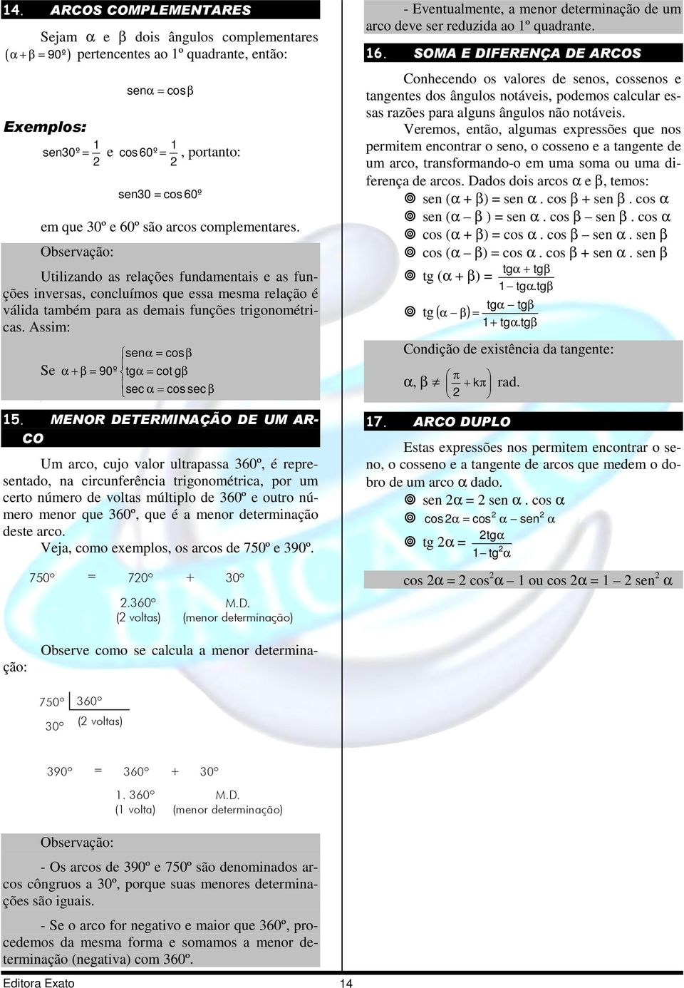 ssim: Se sen = cos + = 90º tg = cot g sec = cos sec 5.