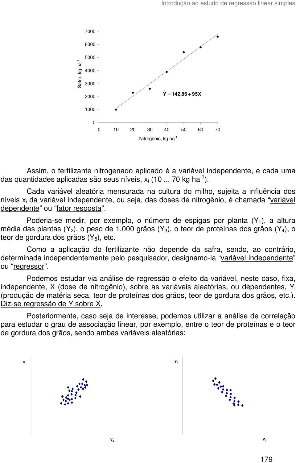 Cada varável aleatóra mesurada a cultura do mlho, sujeta a fluêca dos íves da varável depedete, ou seja, das doses de trogêo, é chamada varável depedete ou fator resposta.