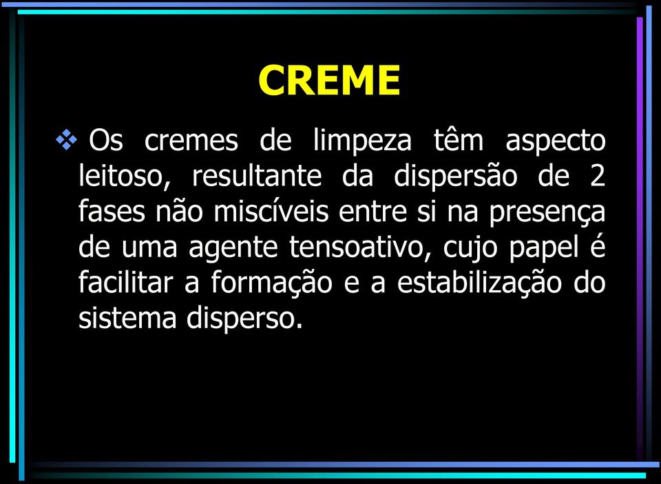 entre si na presença de uma agente tensoativo, cujo