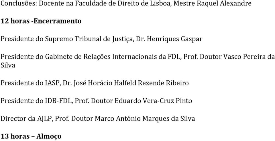 Henriques Gaspar Presidente do Gabinete de Relações Internacionais da FDL, Prof.
