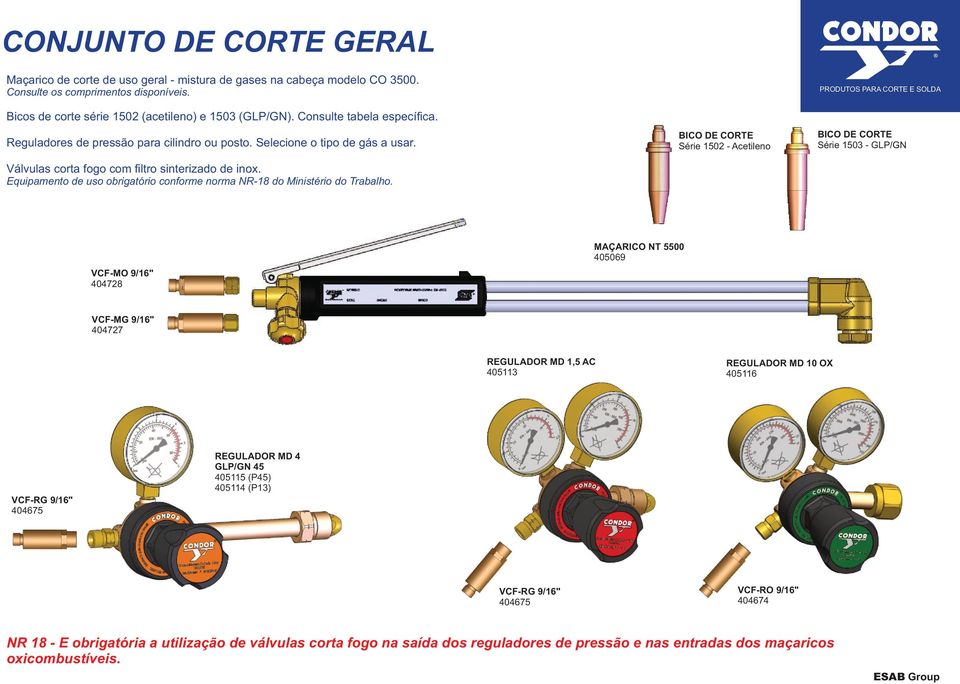 Selecione o tipo de gás a usar.