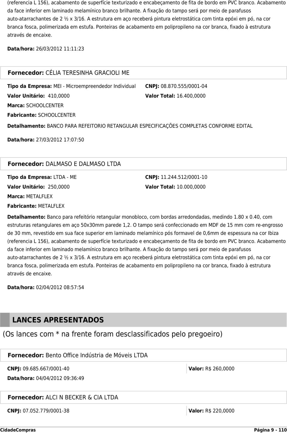 Ponteiras de acabamento em polipropileno na cor branca, fixado à estrutura através de encaixe. Data/hora: 26/03/2012 11:11:23 Tipo da Empresa: MEI - Microempreendedor Individual CNPJ: 08.870.