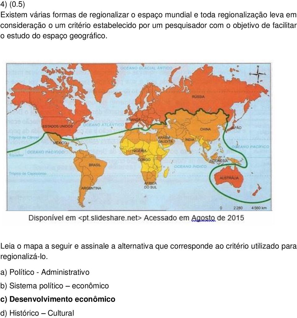 critério estabelecido por um pesquisador com o objetivo de facilitar o estudo do espaço geográfico.