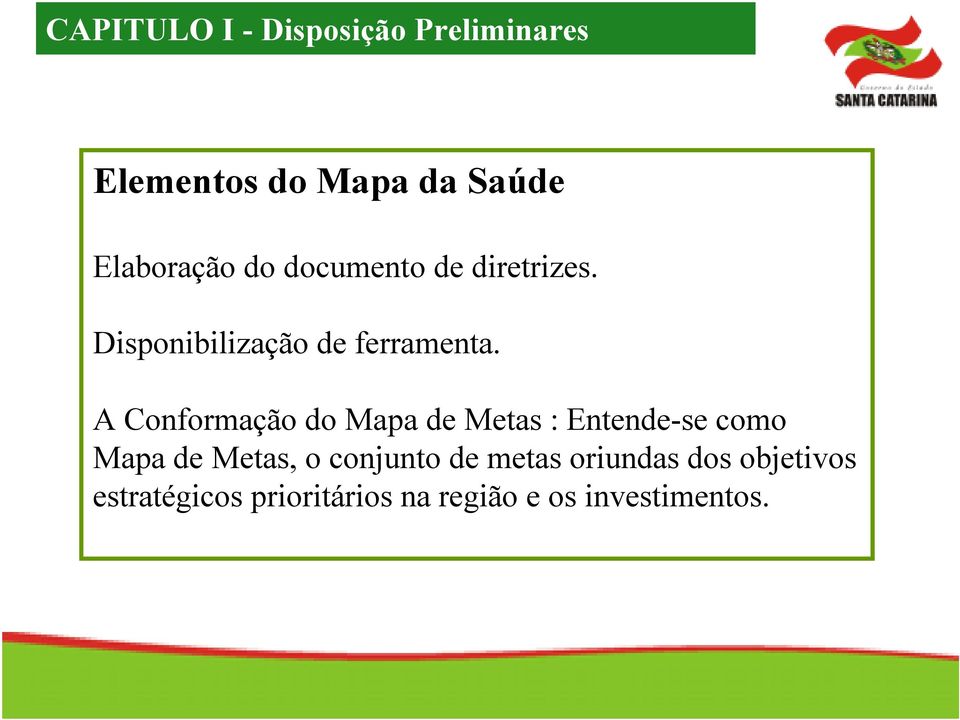 A Conformação do Mapa de Metas : Entende-se como Mapa de Metas, o conjunto